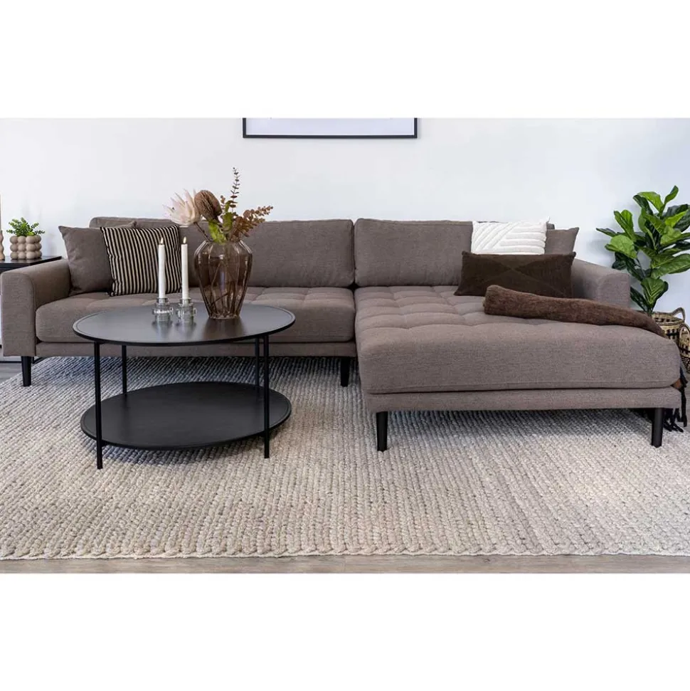 Eckcouch in Braun mit Schwarz - Jaturna