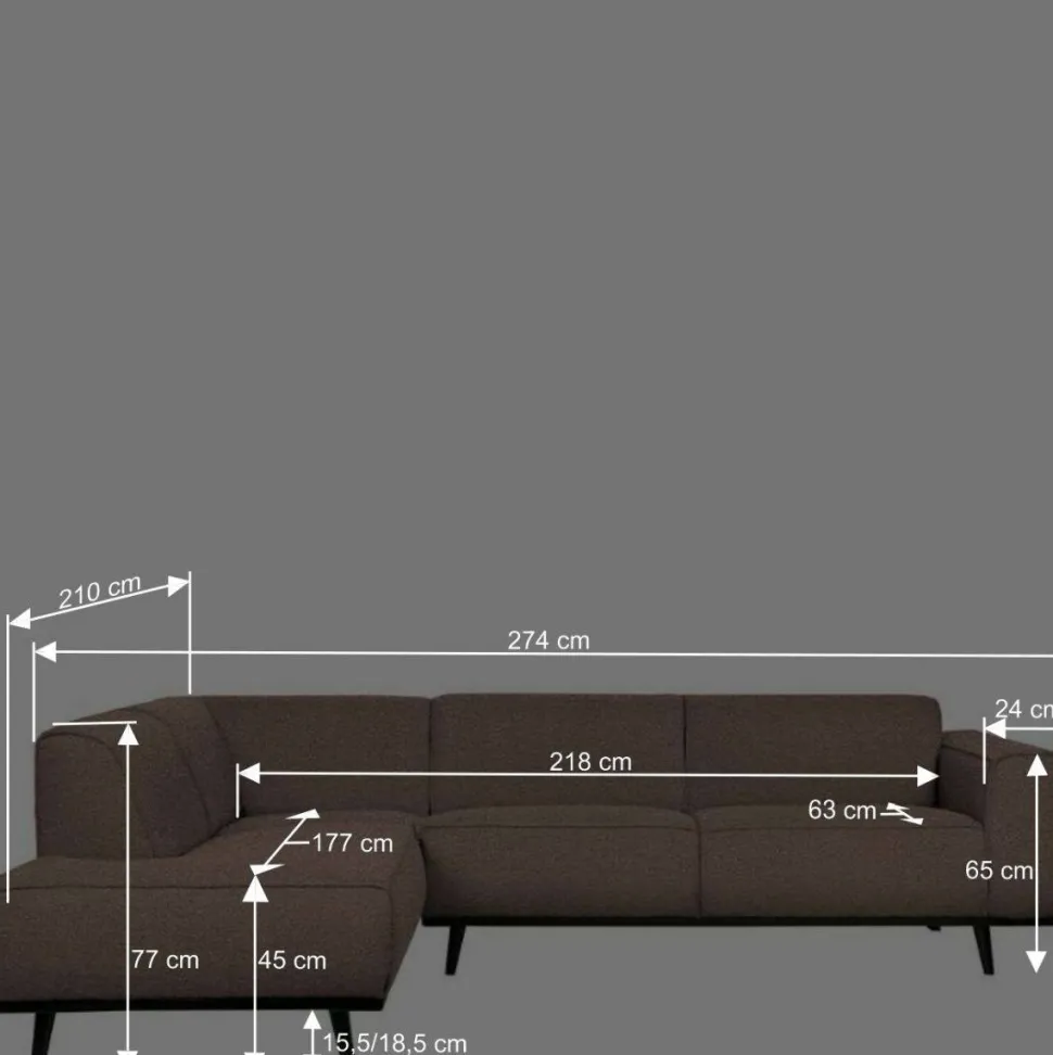 Eckcouch in hellem Braun Buklee - Mercana
