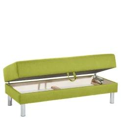 Eck-Schlafcouch in Gelbgrün mit Chrom - Whity (zweiteilig)