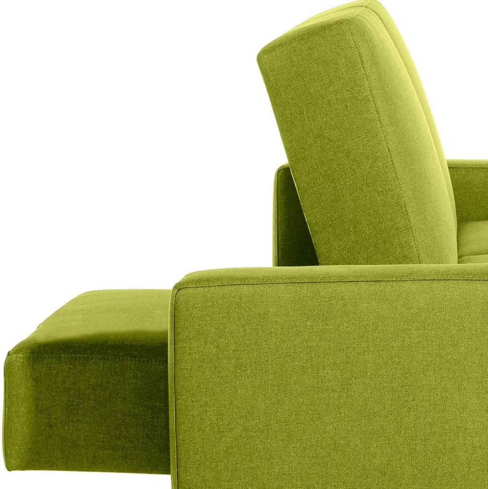 Eck-Schlafcouch in Gelbgrün mit Chrom - Whity (zweiteilig)