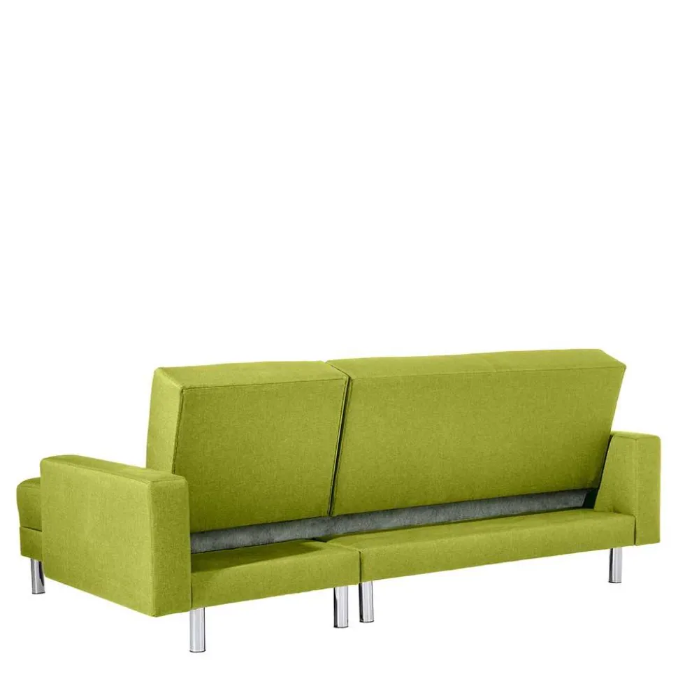 Eck-Schlafcouch in Gelbgrün mit Chrom - Whity (zweiteilig)