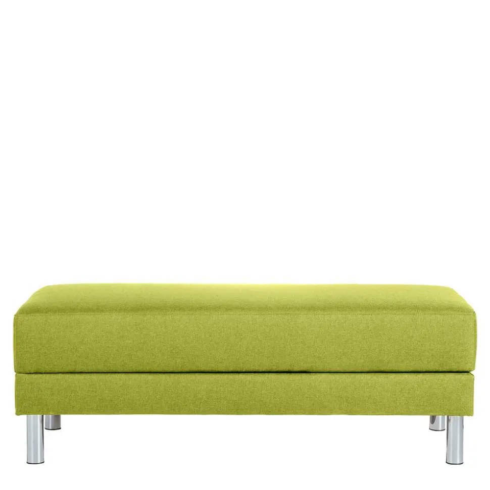 Eck-Schlafcouch in Gelbgrün mit Chrom - Whity (zweiteilig)