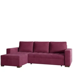 Eckschlafsofa in Bordeaux Rot Samt - Adelisa