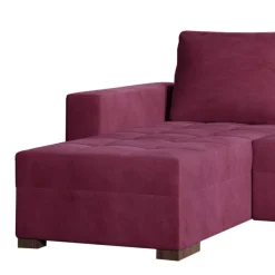 Eckschlafsofa in Bordeaux Rot Samt - Adelisa