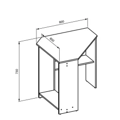 Eckschreibtisch in Weiß - 80x73x80 cm - Jetta