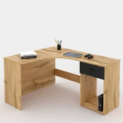 Eckschreibtisch in Wildeiche Optik & Schwarzgrau - Endra