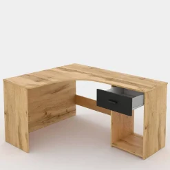 Eckschreibtisch in Wildeiche Optik & Schwarzgrau - Endra