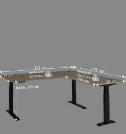 Eckschreibtisch mit T Gestell - Kuetra