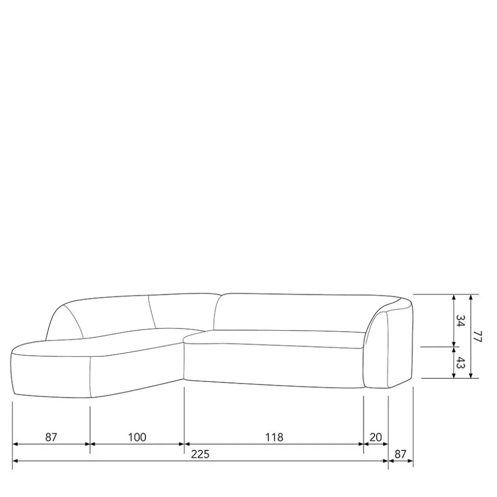 Ecksofa in Schwarzgrau Chenille - Barat