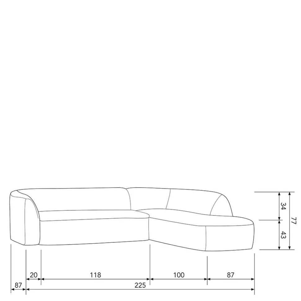 Ecksofa in Schwarzgrau Chenille - Barat