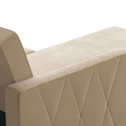 Ecksofa mit Bettfunktion in Creme Samt - Mikolos