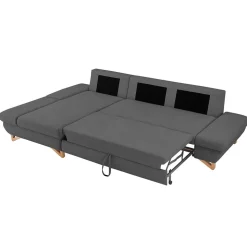 Ecksofa mit Bettfunktion in Anthrazit - Baonga