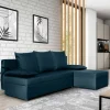 Ecksofa mit Bettfunktion in Dunkelblau Velours - Sempore