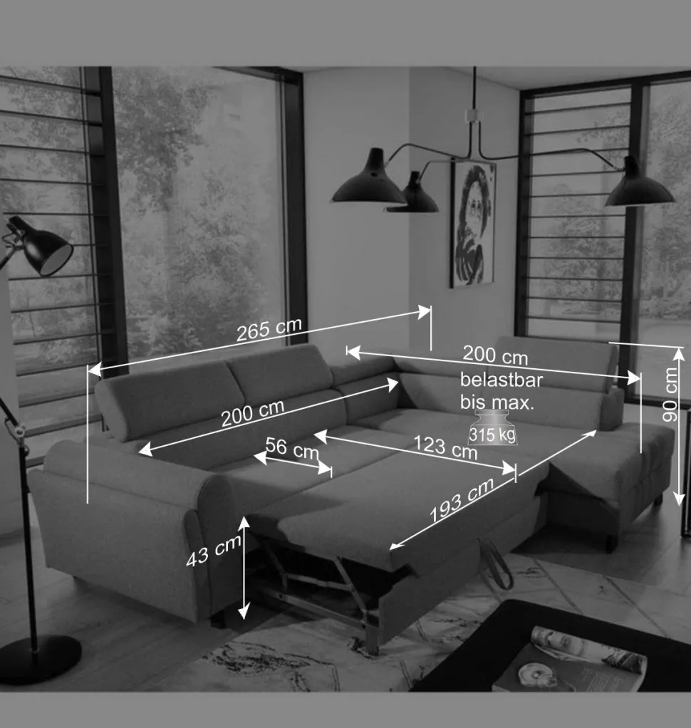 Ecksofa mit Funktion in Mintgrün Microfaser - Daharas