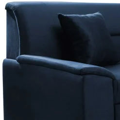 Ecksofa mit Schlaffunktion in Blauschwarz Samtbezug - Lasalinas