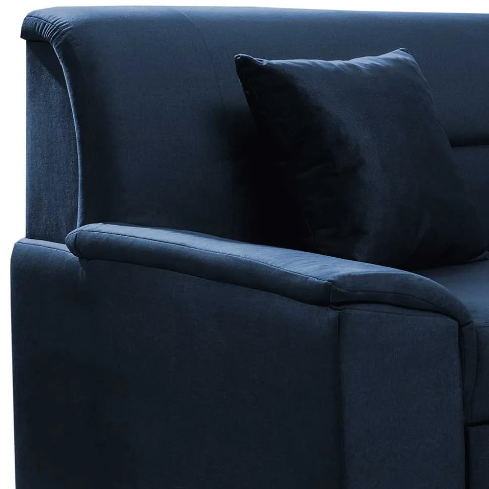 Ecksofa mit Schlaffunktion in Blauschwarz Samtbezug - Lasalinas