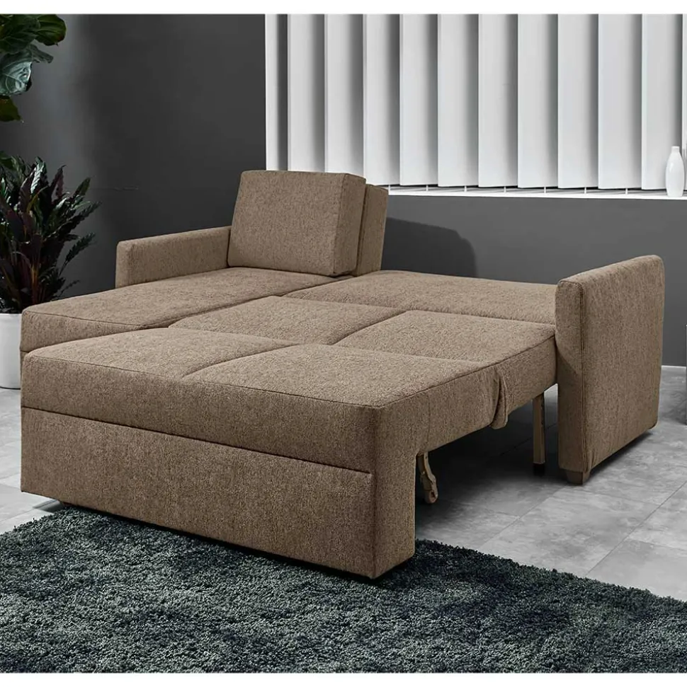 Ecksofa mit Schlaffunktion in Taupe - Movito