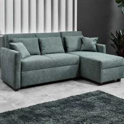 Ecksofa zum Ausziehen in Graugrün - Cestina
