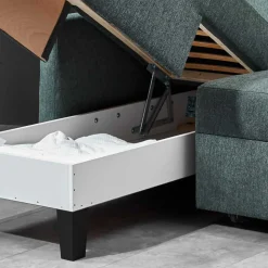 Ecksofa zum Ausziehen in Graugrün - Cestina