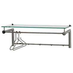 Edelstahl Garderobe mit Glas Hutablage - Blevos
