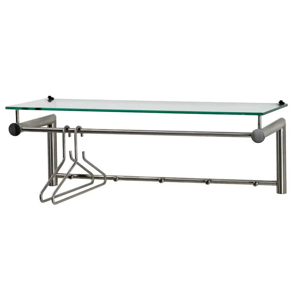 Edelstahl Garderobe mit Glas Hutablage - Blevos