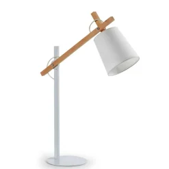 Edle Tischlampe in Weiß & Buche - Oregana