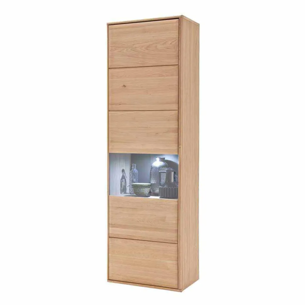 Edle Wohnwand in Eiche Bianco - Vernella (vierteilig)