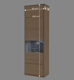 Edle Wohnwand in Eiche Bianco - Vernella (vierteilig)