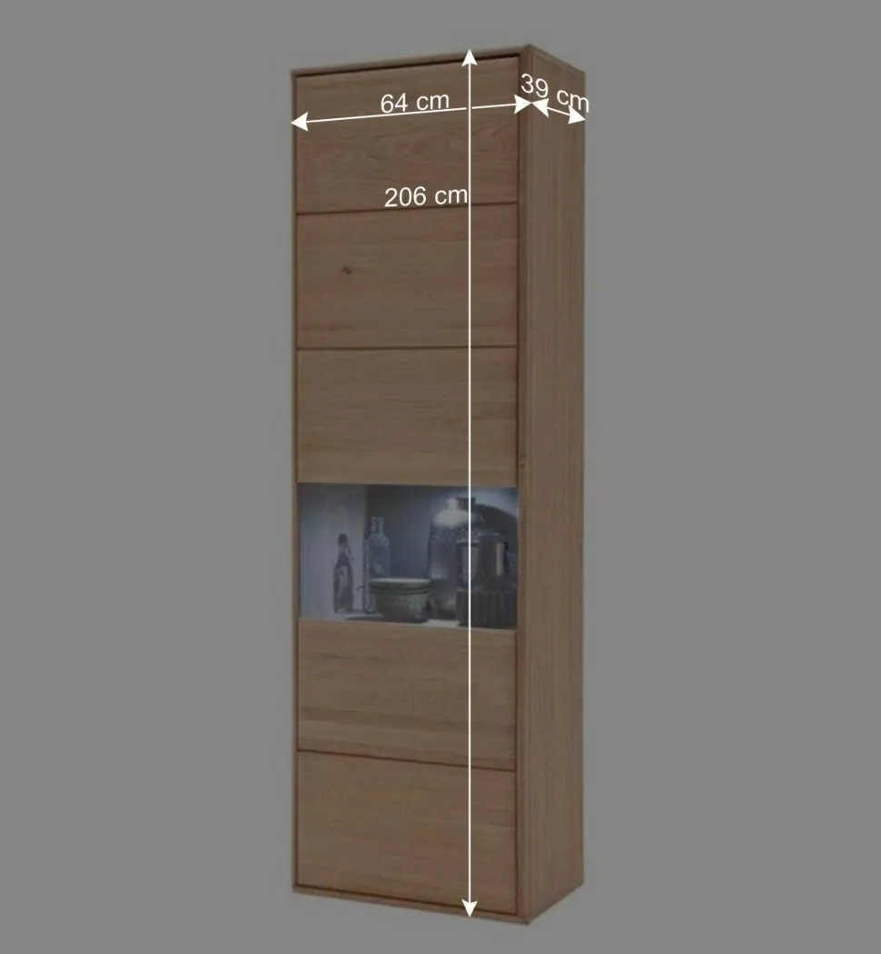 Edle Wohnwand in Eiche Bianco - Vernella (vierteilig)