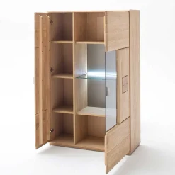 Edle Wohnwand mit 320cm Breite Pontros in Eiche Bianco teilmassiv (vierteilig)