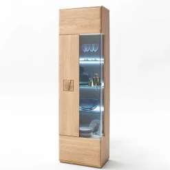 Edle Wohnwand mit 320cm Breite Pontros in Eiche Bianco teilmassiv (vierteilig)