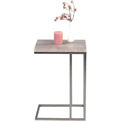 Edler Beistelltisch mit Platte Beton Look Perfecto & Gestell Edelstahl Optik