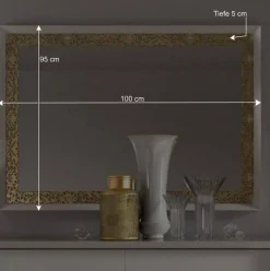 Edler Wandspiegel in mattem Weiß & Gold - Valganios