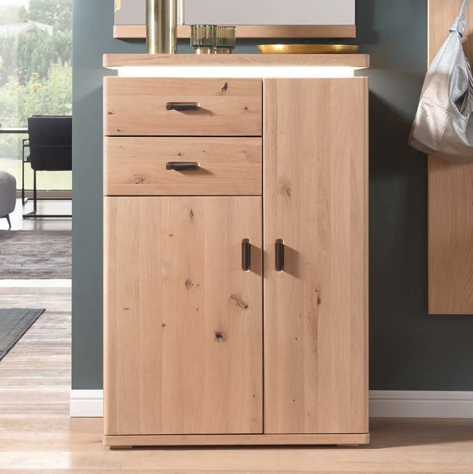 Eiche Bianco Flur Kommode mit LED Beleuchtung - Arkadiuz