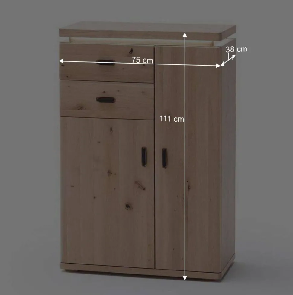 Eiche Bianco Flur Kommode mit LED Beleuchtung - Arkadiuz