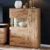 Eiche Bianco Highboard mit Glas Einsatz - Crokas I