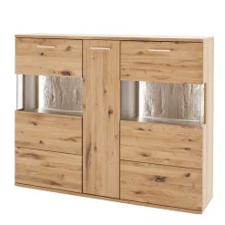 Eiche Bianco Highboard mit Glas-Einsätzen - Crokas