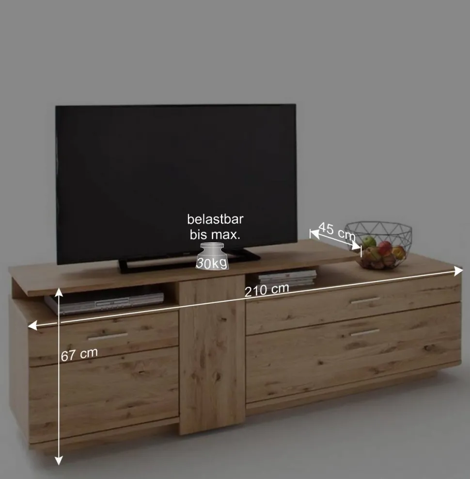 Eiche Bianco Wohnwand Set 320cm - Crokas (dreiteilig)