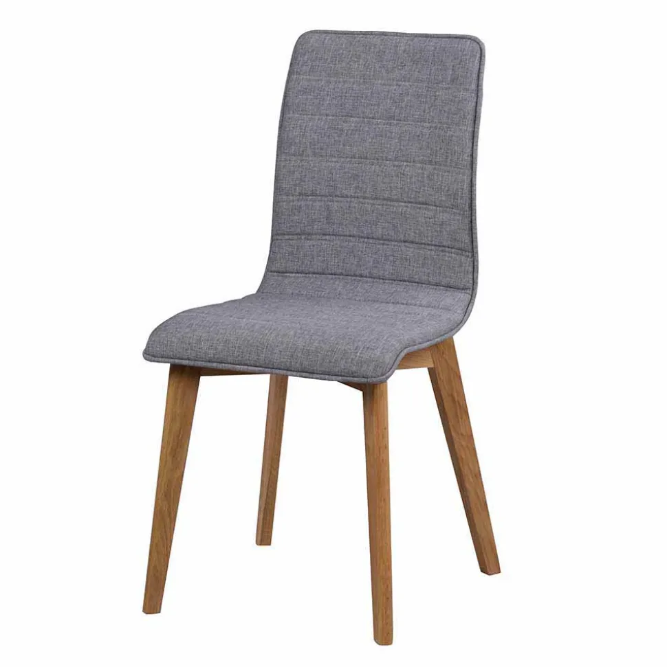 Eiche Esstisch & Stühle Grau - Number (siebenteilig)