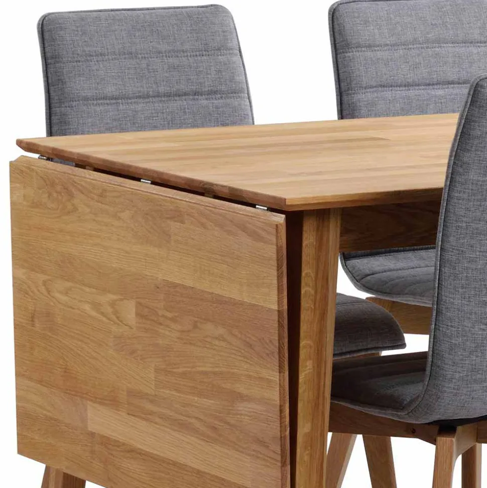 Eiche Esstisch Set mit Polsterstühlen - Number (fünfteilig)