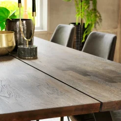 Eiche Rauchfarben Tisch & 6 Stühle Namac in Dunkelgrau (siebenteilig)