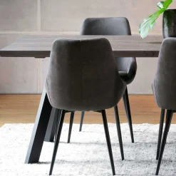 Eiche Rauchfarben Tisch & 6 Stühle Namac in Dunkelgrau (siebenteilig)