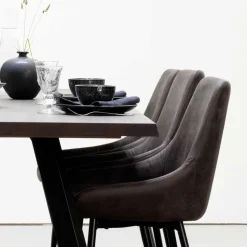 Eiche Rauchfarben Tisch & 6 Stühle Namac in Dunkelgrau (siebenteilig)