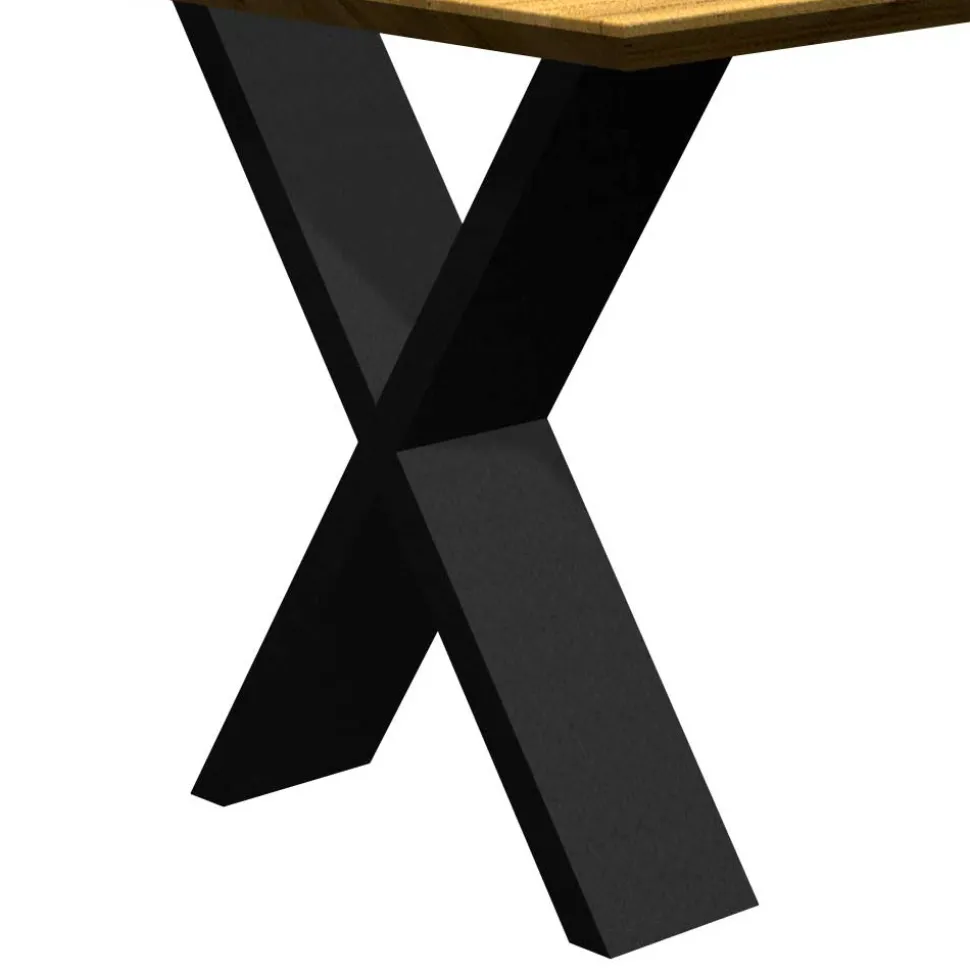 Eiche Tisch mit Schweizer Kante und X-Füßen - Tablona