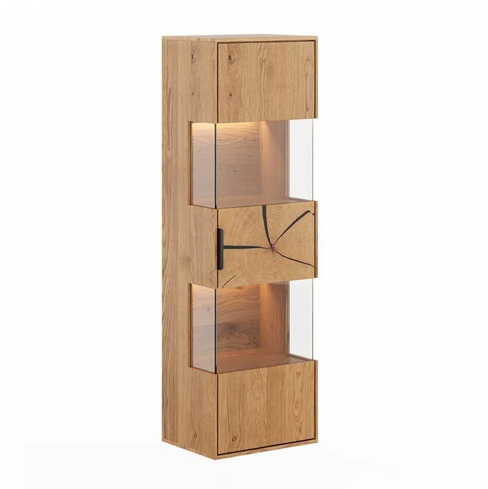 Eichenholz Hängevitrine mit Hirnholz Applikation - Deruta