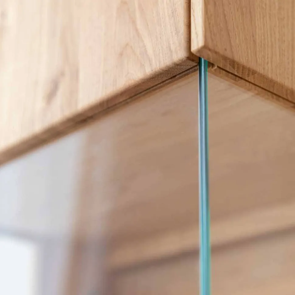 Eichenholz Hängevitrine mit Hirnholz Applikation - Deruta
