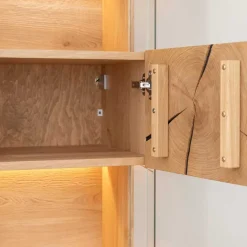 Eichenholz Hängevitrine mit Hirnholz Applikation - Deruta