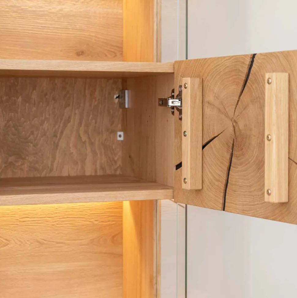 Eichenholz Hängevitrine mit Hirnholz Applikation - Deruta