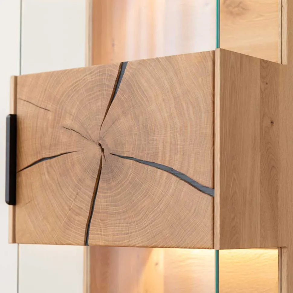 Eichenholz Vitrine mit Hirnholz Applikation - Deruta