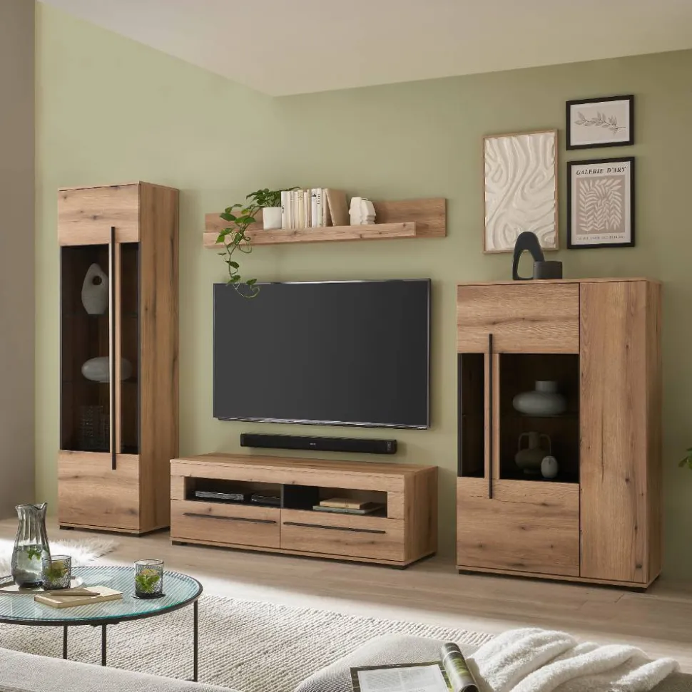 Eicheoptik Wohnzimmermöbel Set - Brocus (vierteilig)